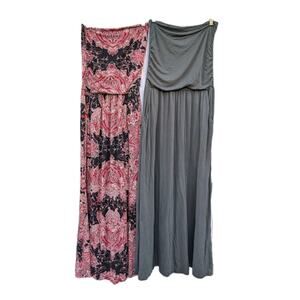 Lascana Women's Bandeau Strapless Maxi Dress Bundle 8/10 Pockets Stretch Coastal